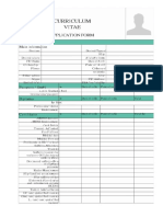 Curriculum Vitae: Application Form