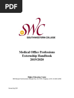 Medical Office Professions Externship Handbook 2019/2020: Higher Education Center