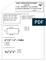 Atividade Avaliativa - 2º Trimestre - 8º Ano.