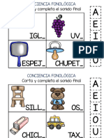 Conciencia Fonológica Vamos A Jugar Con El Sonido Final VOCAL PDF