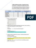 Ejercicios de Tablas Bidimensionales, Regresión Lineal, Covarianza, Correlación y Coeficiente de Determinación.