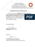 Endorsement For Final Thesis Evaluation: Pablo Borbon Main II, Alangilan Batangas City