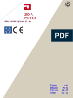 ETA 11 0493 For HIT HY 200 A Injection Mortar and Standard Element For Anchoring Application Approval Document ASSET DOC APPROVAL 0188 PDF