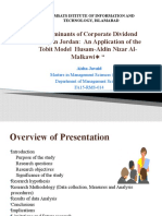 Determinants of Corporate Dividend Policy in Jordan: An Application of The Tobit Model Husam-Aldin Nizar Al-Malkawi "