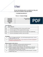 Birla Institute of Technology & Science, Pilani Course Handout Part A: Content Design