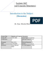 Lecture:1&2 (Reinforced Concrete Structures) : Introduction To The Subject