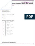 Listening Skills Practice: Spelling Names - Answers: Preparation