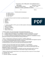 Avaliação História - 8 Ano - Santa