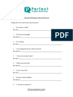 Reported Statements Mixed Exercise: Freely Copied For Personal or Classroom Use