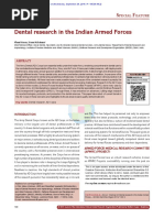 Dental Research in The Indian Armed Forces: Pecial Eature