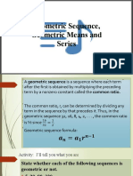 Geometric Sequence, Geometric Means and Series