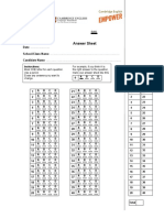 Empower Placement Test, Student Answer Sheet