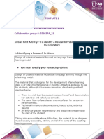 Template 1: Initial: First Activity - To Identify A Research Problem and Review The Literature