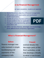 Introduction To Financial Management: Lesson Objectives: Upon Completion, Students Are Expected