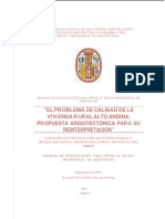 " El PR Oblema de Calidad de La Vivi Enda R Ural Alto Andina. PR Opuesta Arquitectónica Par A Su Reinterpretación' '