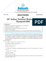 Solutions 35 Indian National Mathematical Olympiad-2020: For For For For For