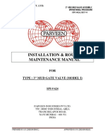 Installation & Routine Maintenance Manual: FOR Type: 3" Mud Gate Valve (Model I)