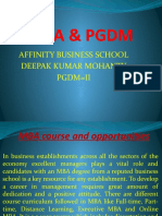 Mba & PGDM: Affinity Business School Deepak Kumar Mohanty PGDM Ii