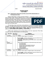 Vacancy Notice (No.14/2020) Sub: Requirement of Executives (E1/E0 Level) For HR & Administration On Re-Employment Basis