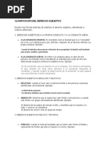 Clasificación Del Derecho Subjetivo