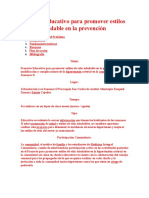 Proyecto Educativo para Promover Estilos de Vida Saludable en La Prevencion