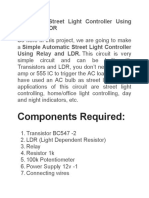 Automatic Street Light Controller Using Relay and LDR