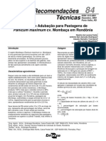 Calagem e Adubação de Pastagens de Panicum Maximum Cv. Mombaça