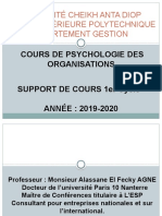 COURS DE PSYCHOLOGIE DES ORGANISATIONS 1er Cycle Premiere Partie