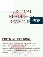 Critical Reading As Reasoning