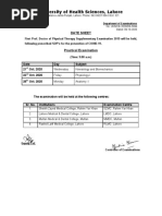 University of Health Sciences, Lahore: Date Sheet