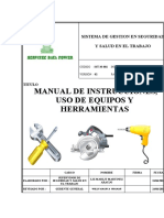 Sst-m-002 Manual de Instrucciones, Uso de Equipos y Herramientas.