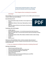 Chapter 19: Managing Personal Communications: Direct and Interactive Marketing, Word of Mouth, and Personal Selling