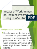 Impact of Work Immersion Training Program Among HUMSS