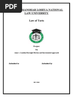 Dr. Ram Manohar Lohiya National Law University Law of Torts: Submitted To Submitted by