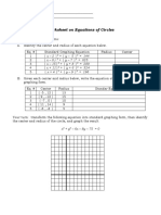 NAME: - GRADE & STRAND: - Worksheet On Equations of Circles