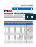 RGXX IO1519 Presupuesto de Levantamiento para Proyectos de Inversión