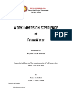 Work Immersion Experience at Primewater: Daraga, Albay