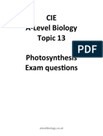 CIE A-Level Biology Topic 13 Photosynthesis Exam Questions: Alevelbiology - Co.uk