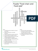 "Food Chain and Food Web" Crossword Puzzle (Answer Key)