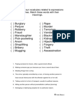 Let's Practice Our Vocabulary Related To Expressions About Crimes. Match These Words With Their Meanings