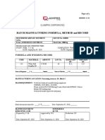 Batch Manufacturing Formula, Method and Record: Clamprs Corporated