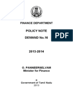 Policy Note DEMAND No.16: Finance Department