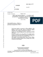 En Iso 377: Steel and Steel Products - Location and Preparation of Samples and Test Pieces For Mechanical Testing