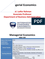 Managerial Economics: Md. Lutfor Rahman Associate Professor Department of Business Administration