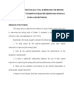 Task-Based Instruction As A Tool in Improving The Writing Skills of Grade 11 Students in Selected Senior High Schools in San Juan Batangas