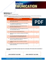 Statements True False: Low Context Culture High Context Culture