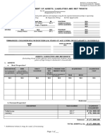 Sworn Statement of Assets, Liabilities and Net Worth: Asof - +