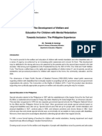 The Development of Welfare and Education For Children With Mental Retardation Towards Inclusion: The Philippine Experience