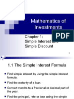 Mathematics of Investments: Simple Interest and Simple Discount