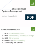 Cs 952 Database and Web Systems Development: Lecture 6: Javascript